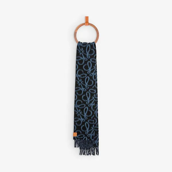 Khăn Quàng Cổ Loewe Anagram Patch Wool And Alpaca Blend Scarf Màu Xanh