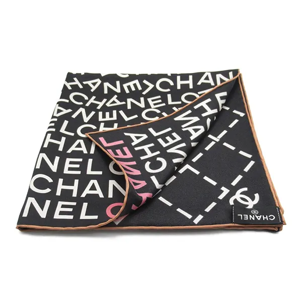 Khăn Quàng Cổ Nữ Chanel Logo Scarf Novelty Scarf 90 x 90cm Màu Đen Họa Tiết