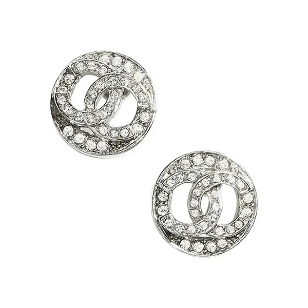 Khuyên Tai Nữ Chanel Crystal Earrings Màu Bạc