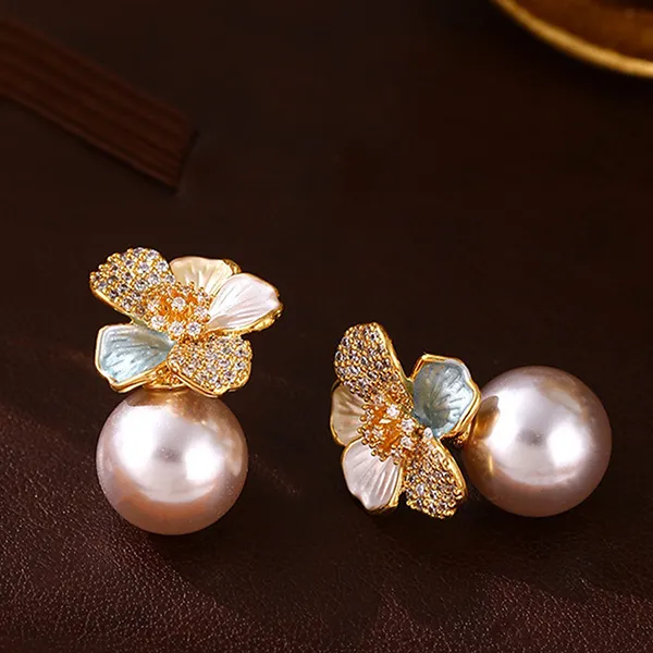 Khuyên Tai Nữ Jessica Pearl Floral Elegance JE51 Phối Màu