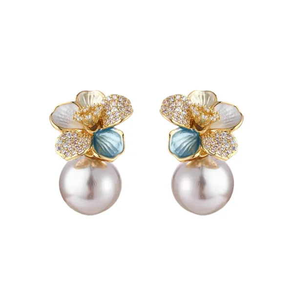 Khuyên Tai Nữ Jessica Pearl Floral Elegance JE51 Phối Màu