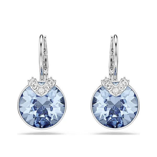 Khuyên Tai Nữ Swarovski Bella Earrings Round Blue Rhodium Plated 5734234 Màu Xanh Dương