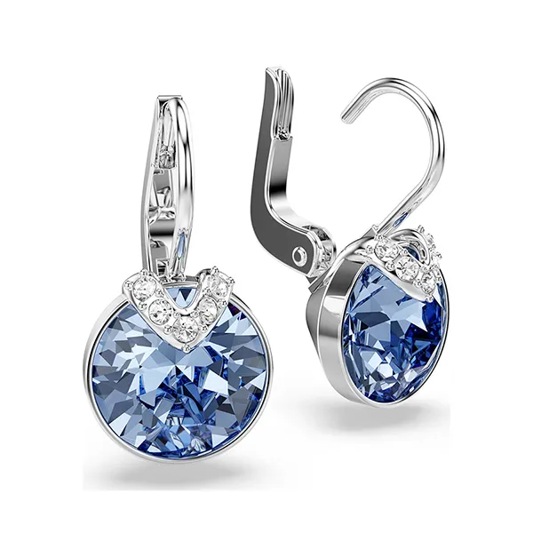Khuyên Tai Nữ Swarovski Bella Earrings Round Blue Rhodium Plated 5734234 Màu Xanh Dương