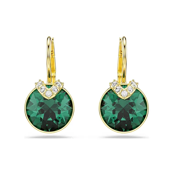 Khuyên Tai Nữ Swarovski Bella V Drop Earrings Round Cut Green Gold-Tone Plated 5735389 Màu Xanh Vàng