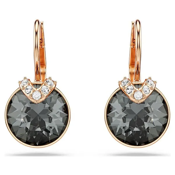 Khuyên Tai Nữ Swarovski Bella V Drop Earringsround Cut, Gray, Rose Gold-Tone Plated 5299317 Màu Đen