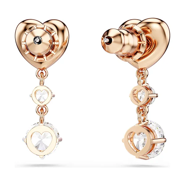 Khuyên Tai Nữ Swarovski Lifelong Heart Drop Earrings 5517942 Màu Vàng Hồng