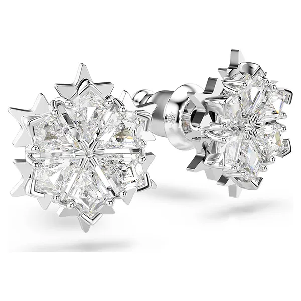 Khuyên Tai Nữ Swarovski Magic Stud Earrings Snowflake, White, Rhodium Plated 5627347 Màu Bạc