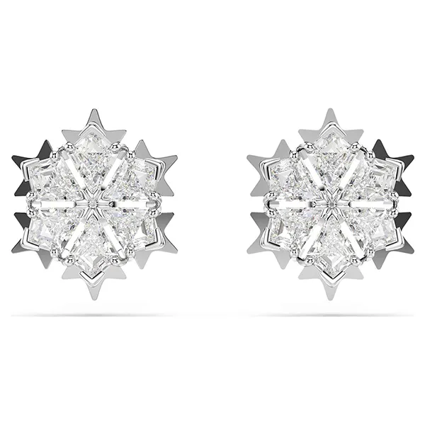 Khuyên Tai Nữ Swarovski Magic Stud Earrings Snowflake, White, Rhodium Plated 5627347 Màu Bạc