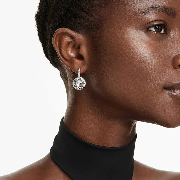 Khuyên Tai Nữ Swarovski Millenia Drop Earrings Round Cut, White, Rhodium Plated 5731149 Màu Bạc