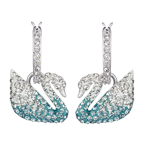 Khuyên Tai Nữ Swarovski Ombre Thiên Nga Xanh Đính Đá 5512577 Màu Xanh Bạc