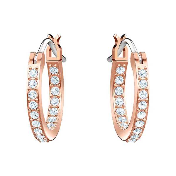 Khuyên Tai Nữ Swarovski Symbolica Hoop Earrings Evil Eye, Blue, Rose Gold Tone Plated 5425857 Màu Vàng Hồng