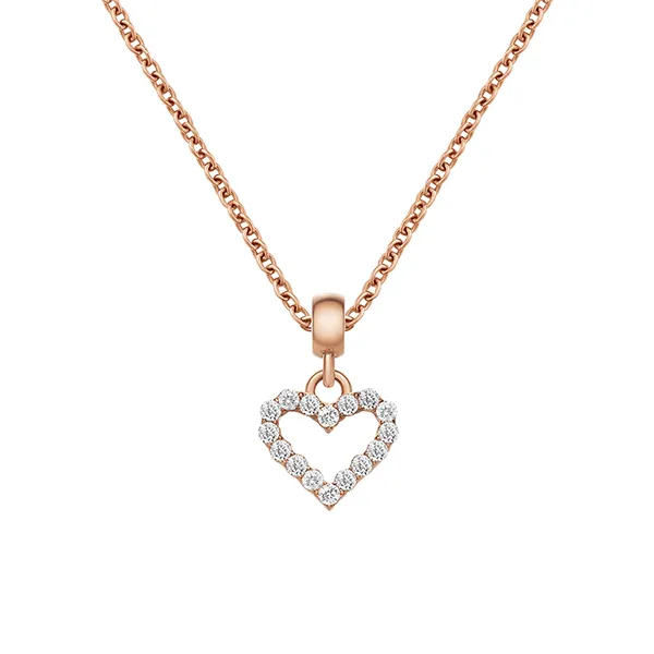 Mặt Dây Chuyền Daniel Wellington Heart Contour White Crystal Charm Rose Gold DW00400427 Màu Vàng Hồng