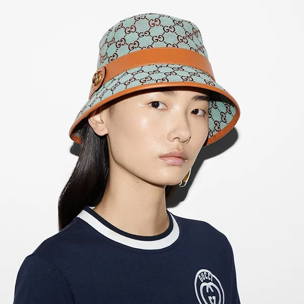 Mũ Gucci GG Canvas Bucket Hat 748476 4HG62 4964 Màu Xanh/Nâu Size S