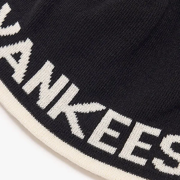 Mũ Len MLB Lettering Mid Beanie New York Yankees 3ABNM0836-50BKS Màu Đen