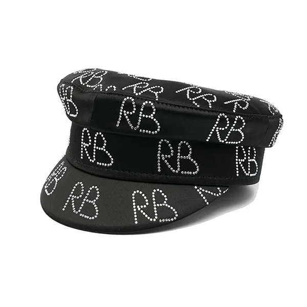 Mũ Nồi Nữ Ruslan Baginskiy Crystal Embellished Baker Boy Hat Màu Đen