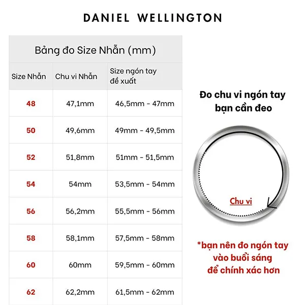 Nhẫn Daniel Wellington Classic Ring Màu Đen Size 50