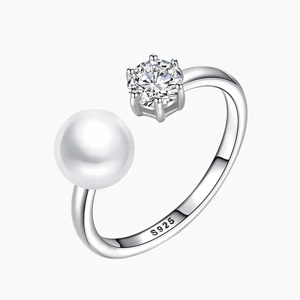 Nhẫn Nữ Jessica Pearl Crystal Pearl JR1 Màu Bạc