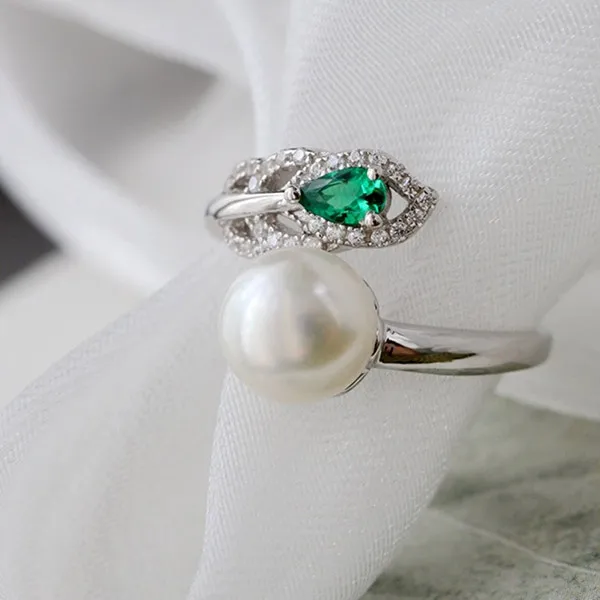 Nhẫn Nữ Jessica Pearl Delicate Feather JR15 Màu Bạc