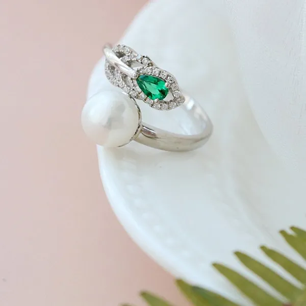 Nhẫn Nữ Jessica Pearl Delicate Feather JR15 Màu Bạc