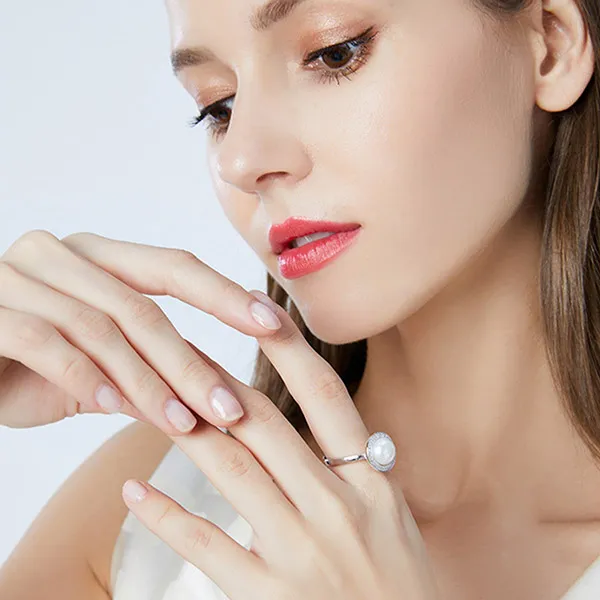 Nhẫn Nữ Jessica Pearl Ocean Crown JR2 Màu Bạc