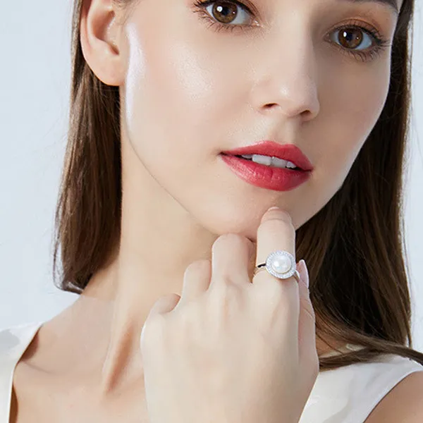 Nhẫn Nữ Jessica Pearl Ocean Crown JR2 Màu Bạc