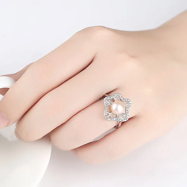 Nhẫn Nữ Jessica Pearl Quiet Lotus Leaf JR4 Màu Bạc