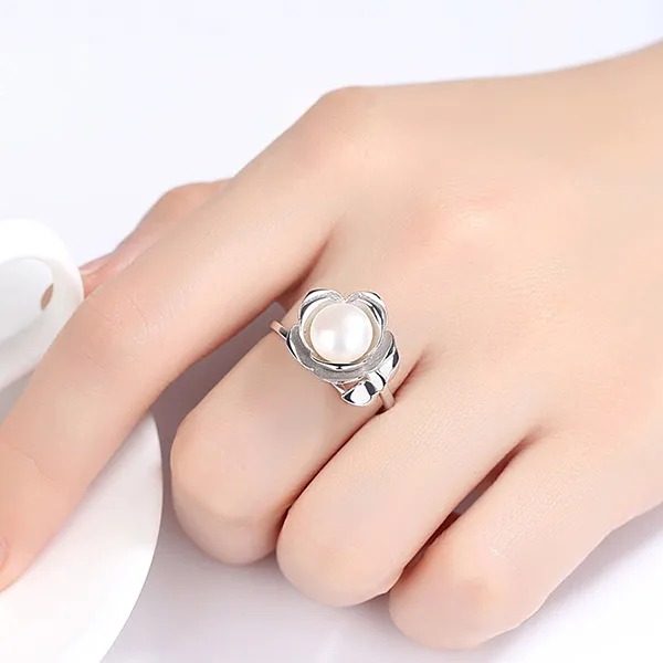 Nhẫn Nữ Jessica Pearl Rose Pearl JR3 Màu Bạc