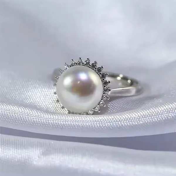 Nhẫn Nữ Jessica Pearl Sunflower Pearl JR9 Màu Bạc