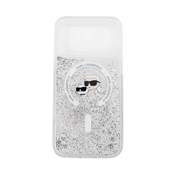 Ốp Điện Thoại Karl Lagerfeld Case With Phone 17 Pro Liquid Glitter Màu Trắng Xám