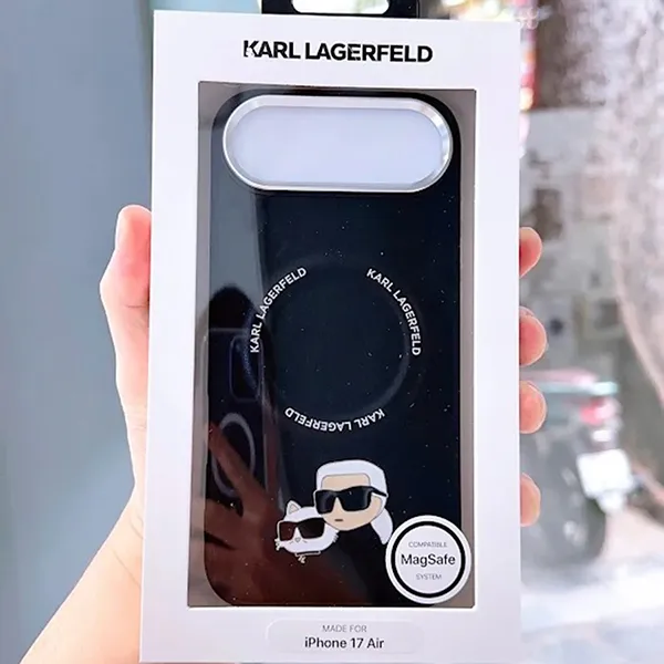 Ốp Điện Thoại Karl Lagerfeld Choupette Pins MagSafe Case iPhone 17 Air Màu Đen