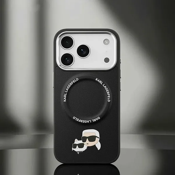 Ốp Điện Thoại Karl Lagerfeld Choupette Pins MagSafe Phone Case Cover iPhone 17 Pro Màu Đen