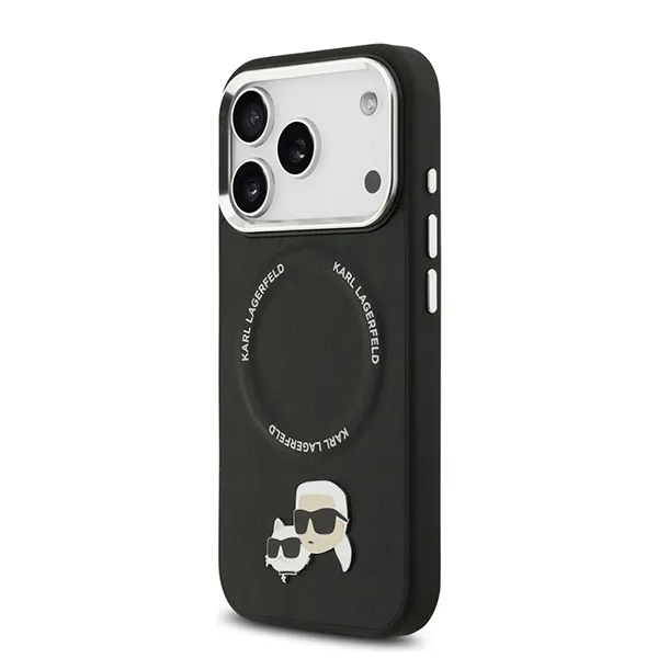 Ốp Điện Thoại Karl Lagerfeld Choupette Pins MagSafe Phone Case Cover iPhone 17 Pro Màu Đen