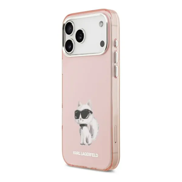 Ốp Điên Thoại Karl Lagerfeld MagSafe IML Aquarelle Choupette & Logo For iPhone 17 Pro Max Màu Hồng