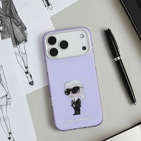 Ốp Điên Thoại Karl Lagerfeld MagSafe IML Aquarelle Karl Head For iPhone 17 Pro Max Màu Tím