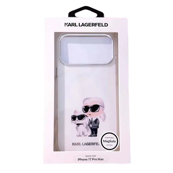 Ốp Điên Thoại Karl Lagerfeld MagSafe Karl & Choupette Heads For iPhone 17 Pro Max Màu Trắng