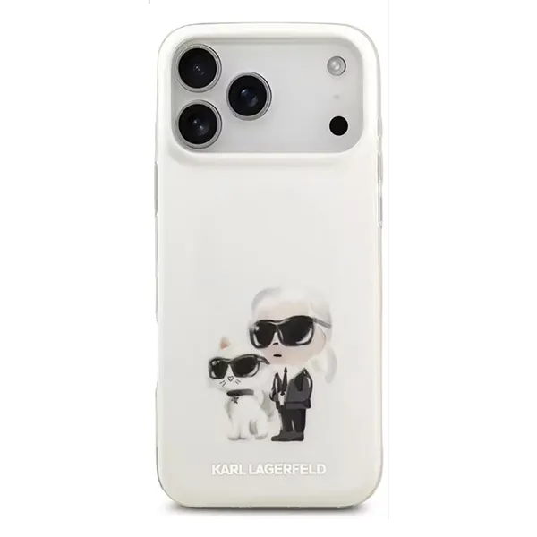 Ốp Điên Thoại Karl Lagerfeld MagSafe Karl & Choupette Heads For iPhone 17 Pro Max Màu Trắng