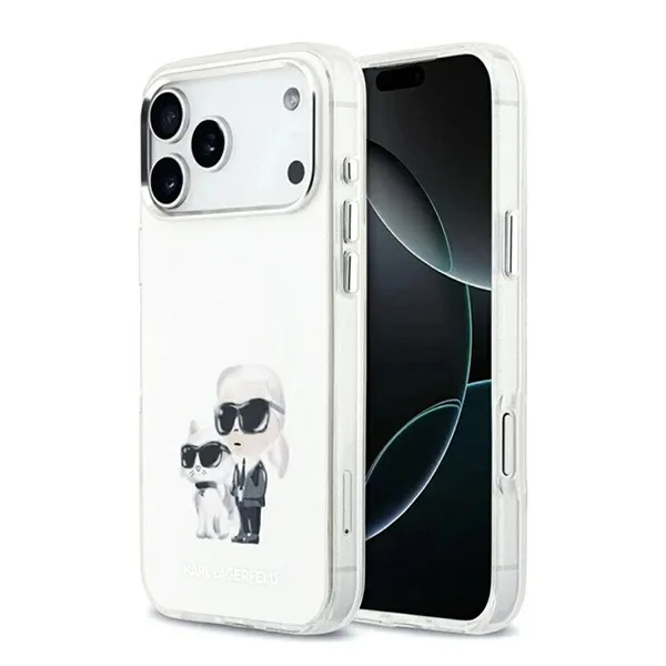 Ốp Điên Thoại Karl Lagerfeld MagSafe Karl & Choupette Heads For iPhone 17 Pro Max Màu Trắng