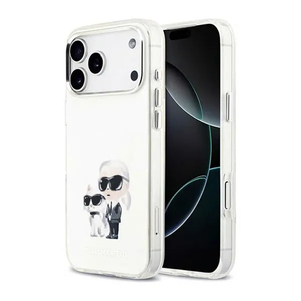 Ốp Điên Thoại Karl Lagerfeld MagSafe Karl & Choupette Heads For iPhone 17 Pro Max Màu Trắng