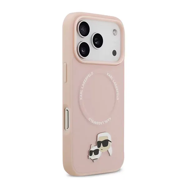 Ốp Điên Thoại Karl Lagerfeld MagSafe Karl & Choupette Pins For iPhone 17 Pro Max Màu Hồng