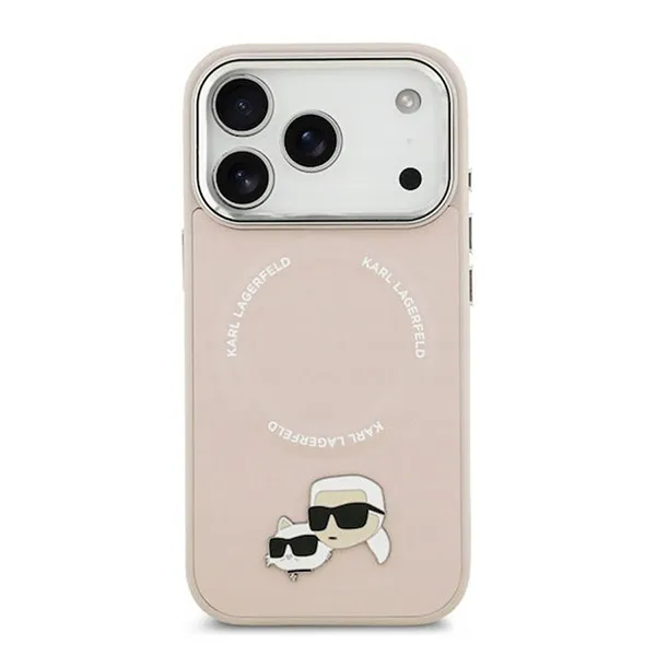 Ốp Điên Thoại Karl Lagerfeld MagSafe Karl & Choupette Pins For iPhone 17 Pro Max Màu Hồng