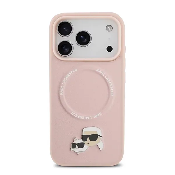 Ốp Điên Thoại Karl Lagerfeld MagSafe Karl & Choupette Pins For iPhone 17 Pro Max Màu Hồng