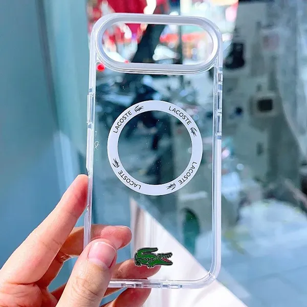 Ốp Điện Thoại Lacoste Case For Iphone 17 Air Green Logo MagSafe Màu Trong Suốt
