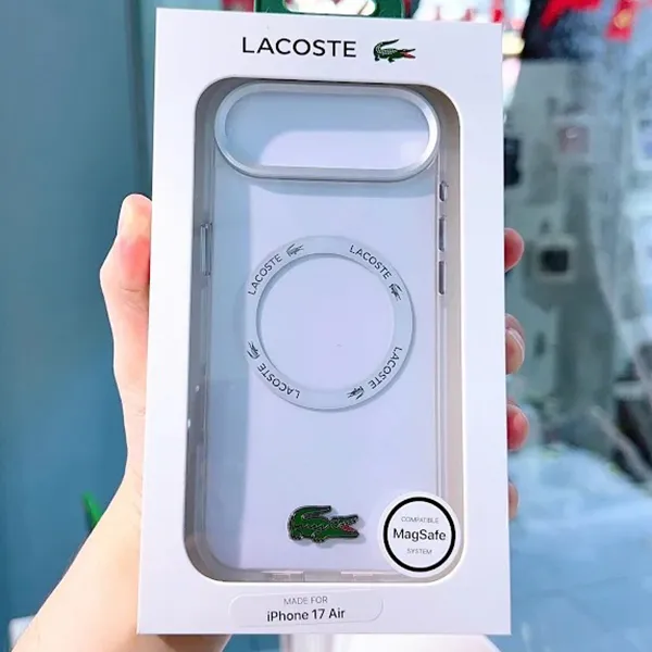 Ốp Điện Thoại Lacoste Case For Iphone 17 Air Green Logo MagSafe Màu Trong Suốt