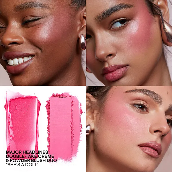 Phấn Má Hồng Patrick Ta Major Headlines Double Take Crème & Powder Blush Duo She's A Doll Màu Hồng Sáng