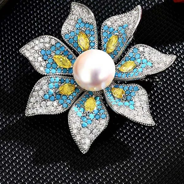 Pin Cài Áo Meri Blue Blossom BR898 Màu Xanh