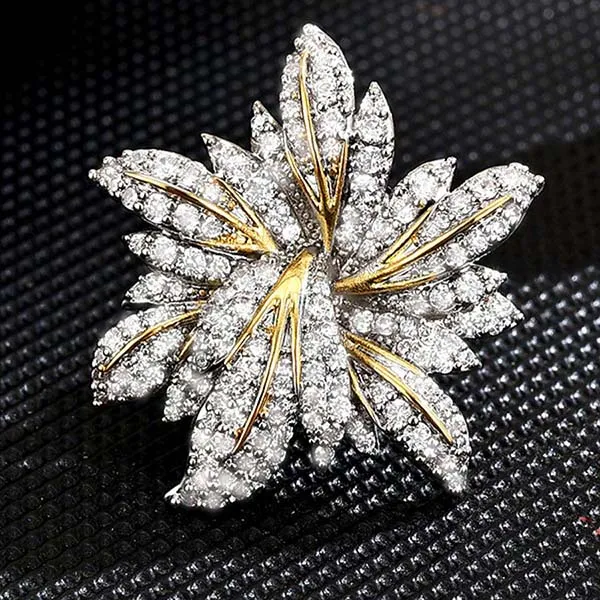 Pin Cài Áo Nữ Meri Leaf Crevice BR894 Màu Vàng