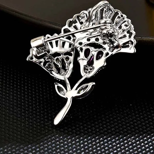 Pin Cài Áo Nữ Meri Sparkling Celosia BR899 Màu Bạc