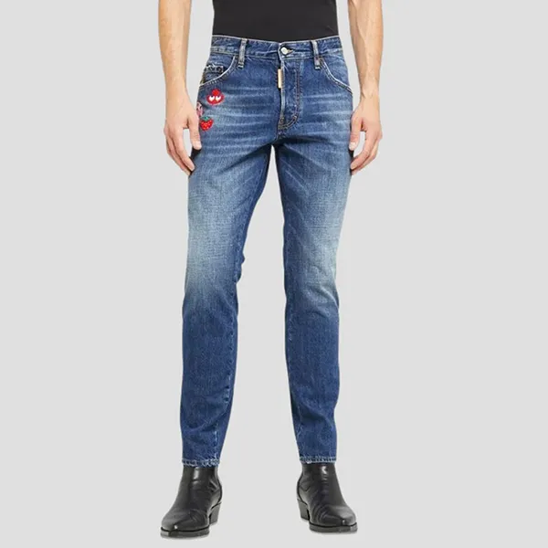Quần Jean Nam Dsquared2 Blue Denim With Pacman Logo Embroidered S71LB1330 S30309 470 Màu Xanh Denim Size 44