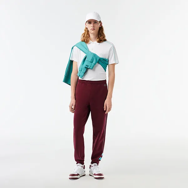 Quần Nỉ Nam Lacoste Embroidered Jogger Track Pants XH1431.RIS Màu Đỏ Đô Size 2