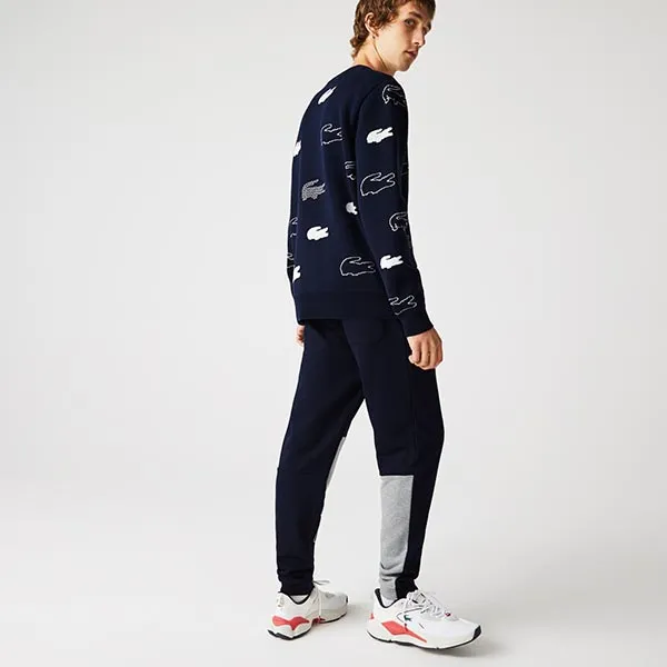 Quần Nỉ Nam Lacoste Men's Heritage Destructured Branding Cotton Fleece Joggers XH5781-166 Màu Xanh Navy Size 3